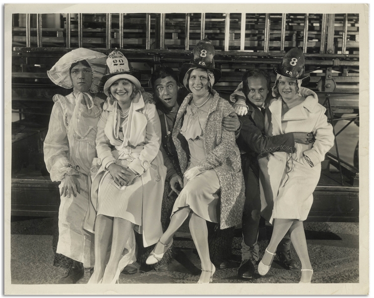 10'' x 8'' Glossy Photo of Moe, Larry & Shemp With Their Wives While Working on the 1930 Film ''Soup to Nuts'' -- Very Good Condition